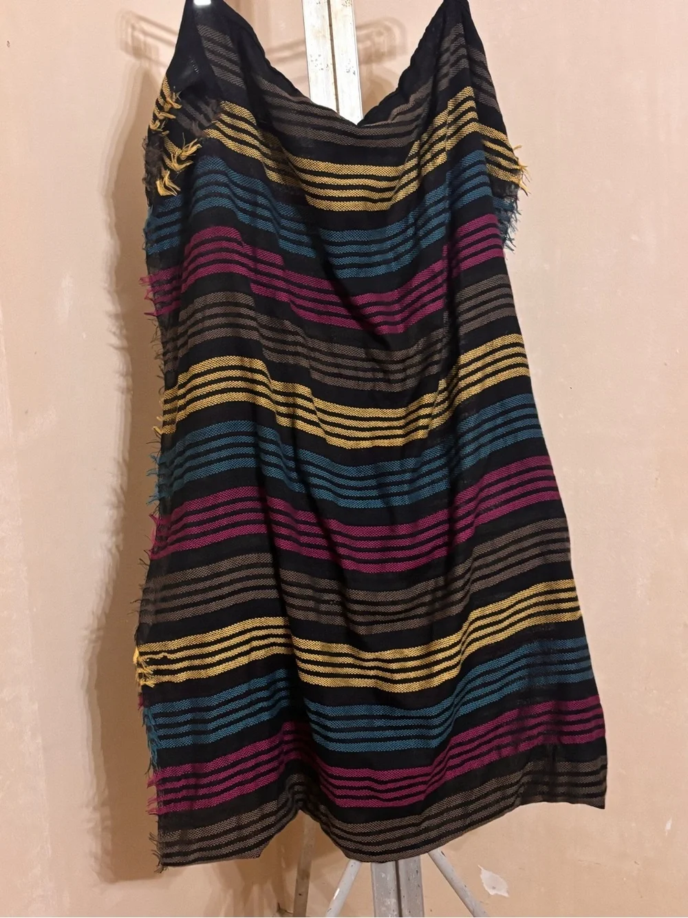 Target Multicolor Striped Scarf - Black, Teal, Magenta & Yellow